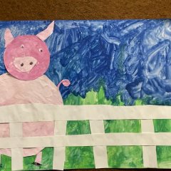 Ein gemaltes Bild mit einem Schwein.