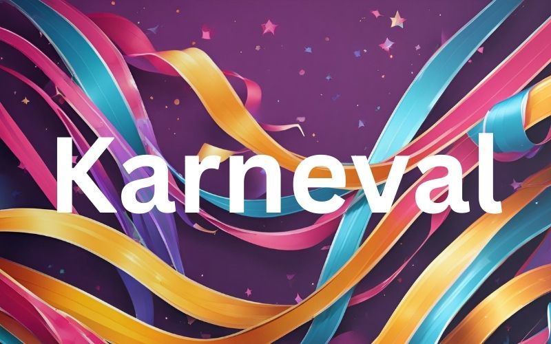 Projekttag Hell - Dunkel - 1 Textzug Karneval auf Hintergrund mit Luftschlangen.