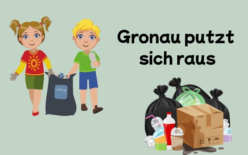 Kopie von Projekttag Hell - Dunkel - 1 Zeichnung von Kindern, die Müll sammeln.