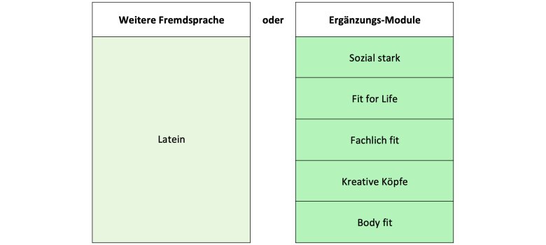 Module der Ergänzungsstunden werden gezeigt.